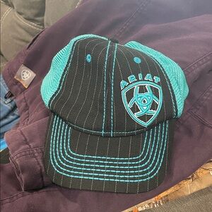 Ariat Black Cap with Teal Stitching and Mesh
